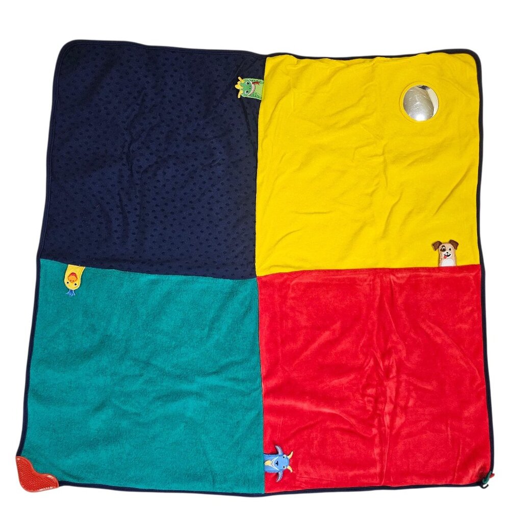 VTG Y2K Baby Einstein Sensory Blanket Tummy Time Mat Red Blue Green Yellow Velou